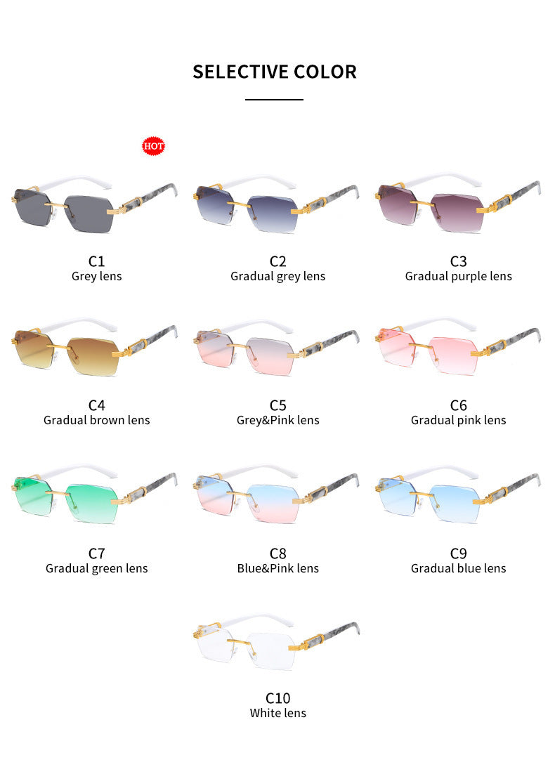 Women's Trimming Ocean Lens Rimless Sunglasses